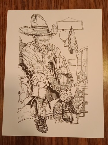 SHERIFF pen ink print Richard "Ricardo" Ross Texas Western VINTAGE HTF