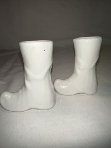 2 Vintage Fritz Beer Miniature Porcelain White Boot Promotional Items - Picture 2 of 10