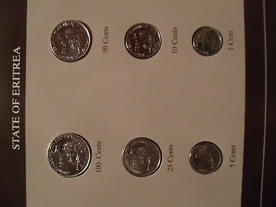 Coin Sets of All Nations Eritrea w/card UNC 1, 5, 10, 25, 50, 100
