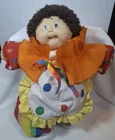 Vintage Cabbage Patch Doll, Brown Hair, Clown Outfit, Fuzzy Hair, Head Mold # 40