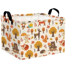 Cute Baby Basket Fabric Nursery Storage Bin Collapsible Gift with Handle Wood...