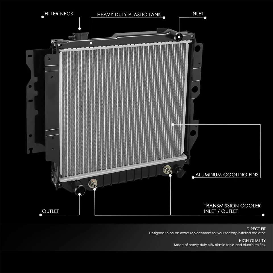 Radiador de refrigeración de núcleo de aluminio estilo fábrica para Jeep Wrangler 2005-2006 DPI2841 Foto 2 de 4