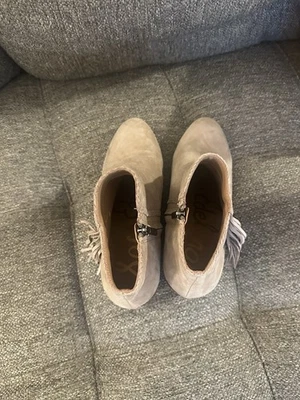 Sam Edelman Paige Gamuza Cuero Botines Talla 8.5 Boho Tostado Flecos Cremallera Lateral - Imagen 1 de 3