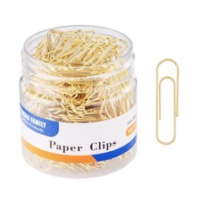Bulk Gold Paper Clips - 300 Count, 1.1 Inch 28mm Small Office Supplies