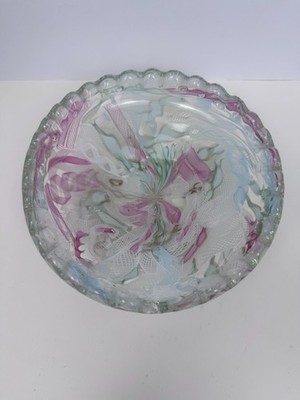 Vtg AVeM Italian Murano Glass Zanfirico Tutti Frutti Bowl Fratelli Toso AS IS