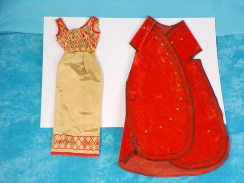 Vintage Barbie Midge 1724 Golden Ball Formal Dress Orange Felt Cape VHTF