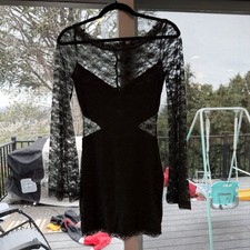 Free People Lovely In Lace Bodycon Dress Slate- XS Y2K Inspired Design