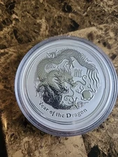 2012 Australia Lunar Year of the Dragon 5 Oz $8  .999 Silver Coin Mint Condition