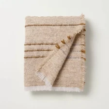 Cozy Stripe Throw Blanket Sour Cream/Tan - Hearth & Hand with Magnolia