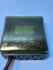 Woods 50015 Outdoor 7day Heavy Duty Digital Plugin Timer 2 Grounded Outlets