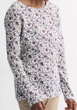 Croft & Barrow Long Sleeve T-Shirt Top Sz 2X - Ivory Wine Floral- New