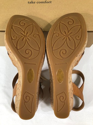 Sandalia de cuña con plataforma de cuero/corcho cruzada Alaina para mujer NUEVA EN CAJA color tostado EE. UU. 11 - Imagen 16 de 24
