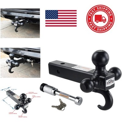 Heavy Duty Tri Ball Hitch with Lock Fits 2 Inch Receiver for Towing Accessories