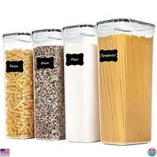 Vtopmart 4-Pack Airtight Food Storage Containers - 2.8L Black Canisters for Food