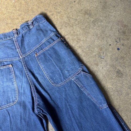Vintage 1950s Denim Blue Jeans Pants Dungarees High Waist Carpenter Sportswear - Picture 13 of 15