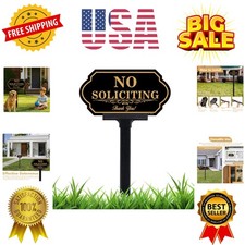 No Soliciting Sign for House with Stake - 50-mil Thick Aluminum - 5x10 Inch/3...