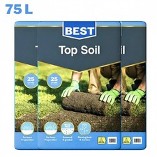 75L Multi Purpose Top Soil Garden Compost | Lawn Turf Borders Planting | 3 x 25L 0.27 per litre