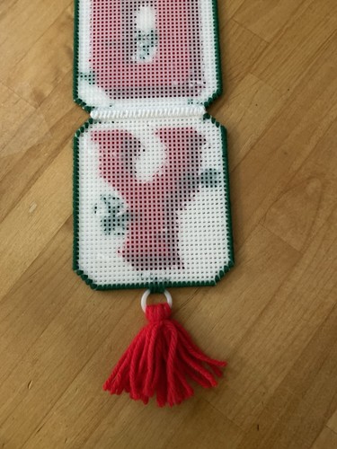 Vintage Kunststoff Leinwand Nadelspitze "JOY" Weihnachten Wandbehang - Bild 6 von 8