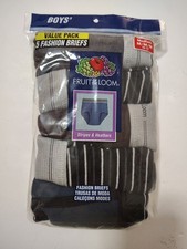 Vintage Fruit of the Loom Boys Fashion Briefs 5-Pack - Size M 10-12