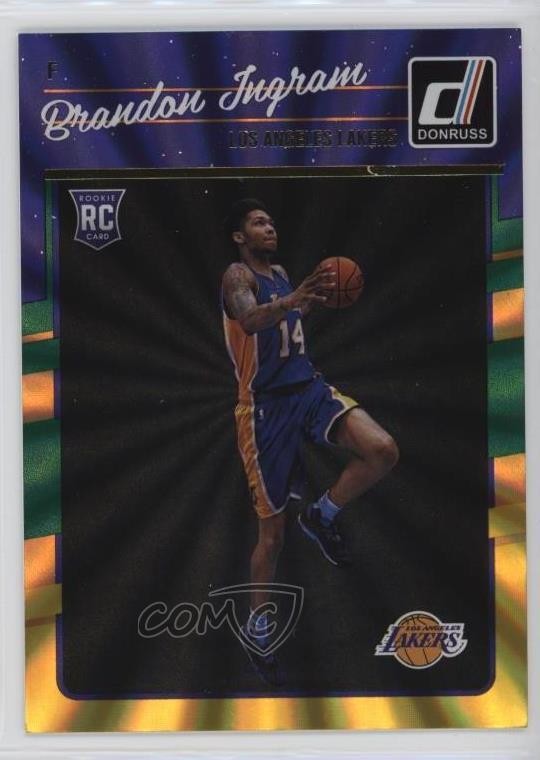 2016 Donruss Rookies Green & Yellow Holo Laser Brandon Ingram #152 Rookie RC wy8