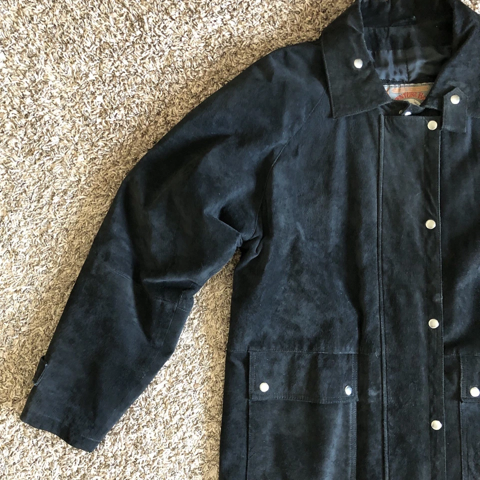 Gabardina Adventure Bound Wilson's de gamuza para hombre M abrigo plumero de cuero negro Foto 2 de 4