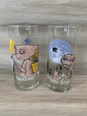 E.T. ''Phone Home'' & '' Be Good'' 1982 Vintage Pizza Hut Collectors - 2 Glasses!