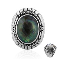 Cavill Ring Sterlingsilber Damen WeißEr Quarz 5,46Ct Abalone Oval Gr 16-