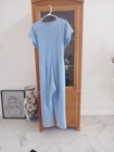 EXPRESS $88  Regular Blue V-NECK TIE WAIST JUMPSUIT LARGE Excellent condition — photo 2