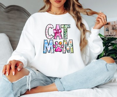 Katze Mama Damen Sweatshirt Blumen Katzenliebhaber Damen Pullover Tierbesitzer Geschenk