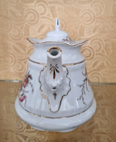 Antikes Biedermeier Kaffeekannen-Kern, Kanne Zuckerdose Milchkännchen Porzellan - Bild 4 von 24
