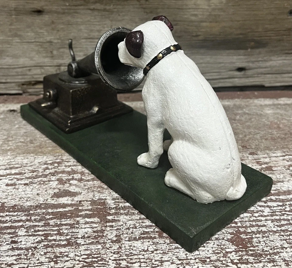 Cast Iron Nipper Dog Figurine on Green Base, Rogers Foundry, Birmingham - Image 2 of 4