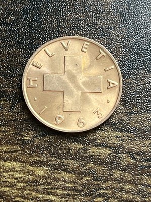 1963 Switzerland 2 Two Rappen Helvetia AU Almost Uncirculated