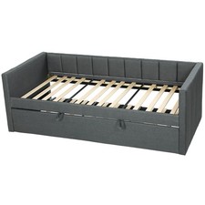 HOMCOM Divano Letto Singolo con Lettino Estraibile in Tessuto Grigio Scuro