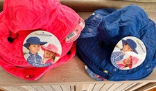 20pc-Sun Protection Zone Blue Shark  Pink Flower Print Youth Sun Hats 50 UPF