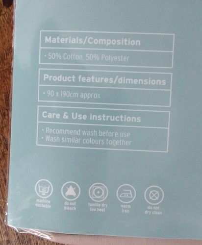 Sainsburys Polycotton Single Light Brown Fitted Sheet (90x190cm)+ 2 Pillow Cases - Picture 9 of 13