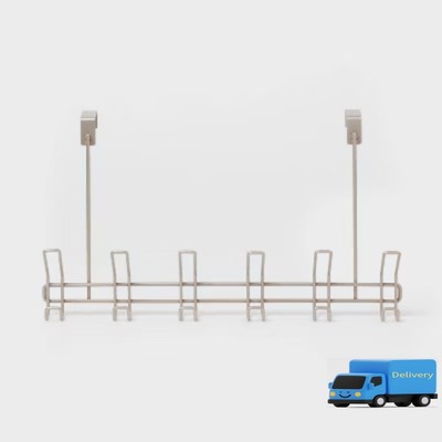 6 Over The Door Hook Silver - Threshold : Steel,Powder-Coated,No Assembly,20 lb