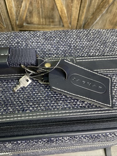 Vintage 90s Jaguar Navy Tweed & Leather Large 26” Luggage Suitcase - Brand NEW! - Picture 6 of 21