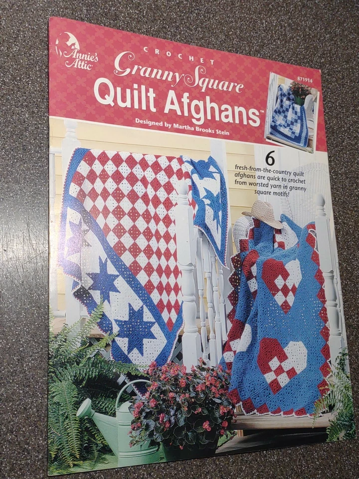 Granny Square Quilt Afghans Martha Brooks Stein Crochet Patterns Country NEW - Image 3 of 3