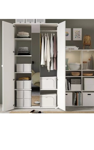 IKEA HEMMAFIXARE Aufbewahrungskoffer, Stoff gestreift/weiß/grau, 34x51x19 cm 905.039.21 - Bild 11 von 24