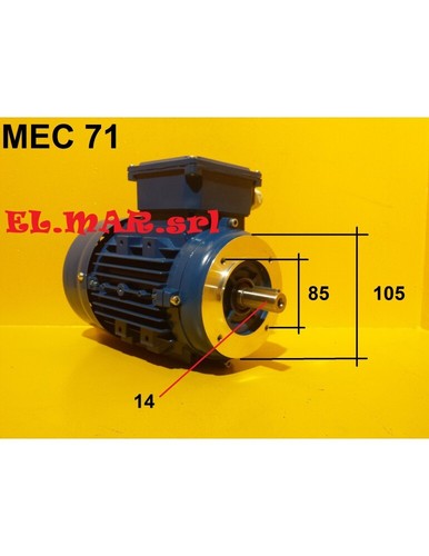 HP 1 KW 0,75 Mec 71 1400 Giri Motore Elettrico Trifase 400 V 4 Poli - Foto 4 di 6