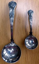 Pair of silver-plated spoons. 0ne soup spoon, one serving spoon.