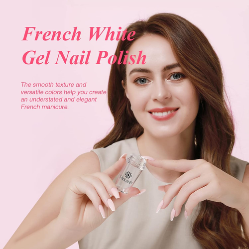 French Manicure Kit: French Tip Nail Stamp with White Gel Nail Polish Set, Jelly - Picture 6 of 12