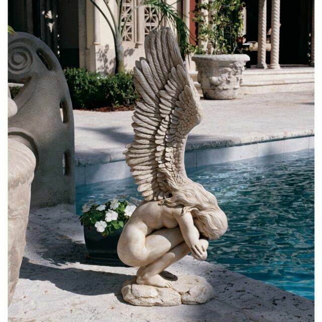 Large Weeping Angel Sculpture Lawn Garden Statue Decor Out In Door