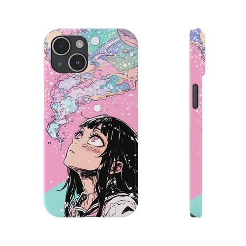 Anime Stargazing Phone Case, Slim Space iPhone Cover, Kawaii Manga Cute Girl - Picture 2 of 49