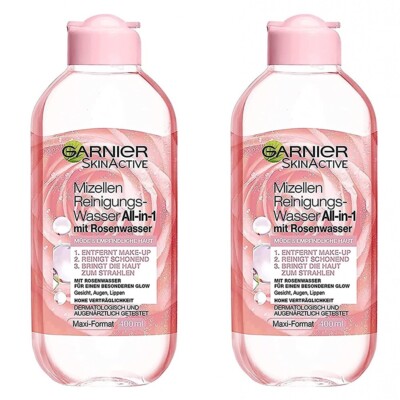   Garnier Mizellen Reinigungswasser All In 1 mit Rossenwasser 2x 400ml  