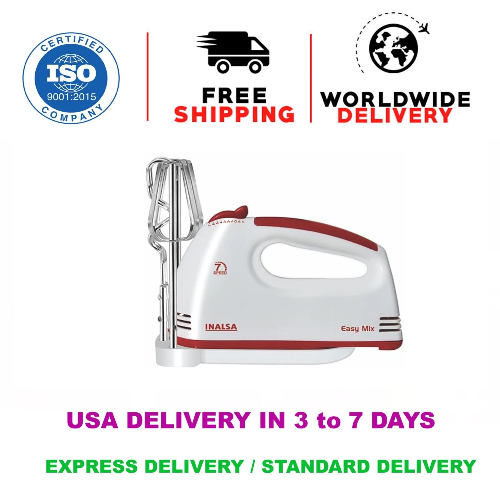 INALSA Hand Mixer Blender for kitchen 2 Detachable Beaters & Whisker250wtt C8035
Opens in a new wind