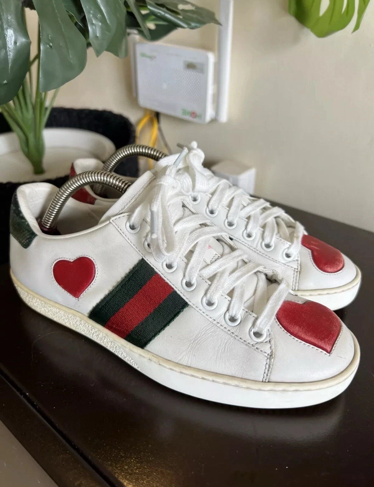 Gucci Baskets Femme 435638 Ace « HEART » Vert Rouge Web EU 36    US 5,5