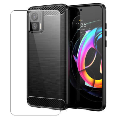 SDTEK Carbon Hülle für Motorola Moto Edge 30 Neo Handyhülle und Glas 