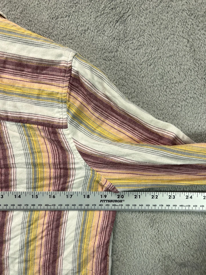 Camisa Forever 21 Mujer Mediana Rosa Rayas Abotonada Manga Larga Top Informal Trabajo Foto 2 de 4