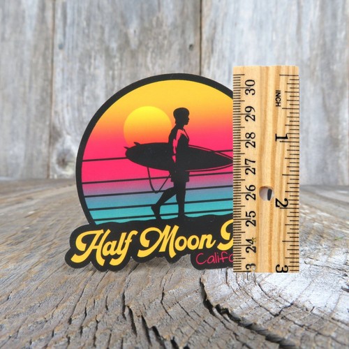 Pegatina Surf California Media Luna Bahía Retro Puesta de Sol Souvenir Viaje Pegatina - Imagen 2 de 6